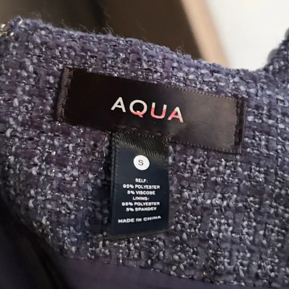 🆕 AQUA Tweed Drop Waist Mini Dress Exclusive Pearl Strap Bow Detail Size S Party - Picture 13 of 16